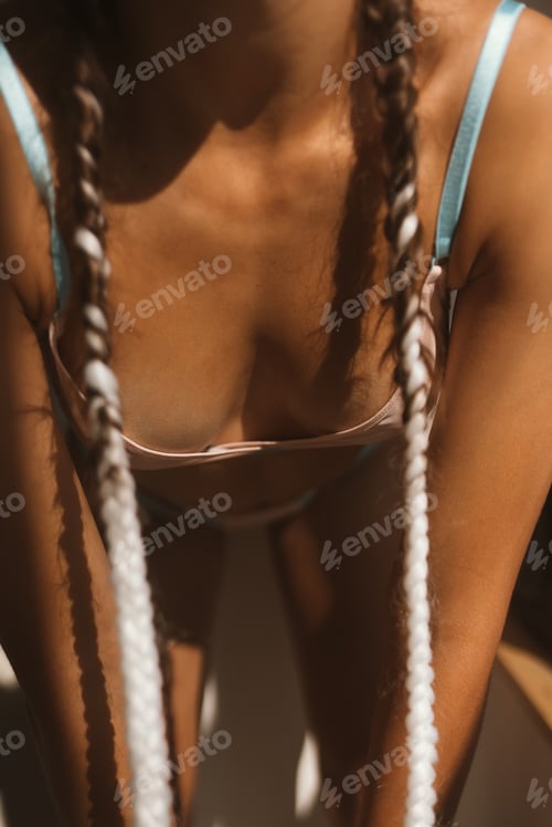 Preview: Close up shot of unrecognizable fit woman in lingerie