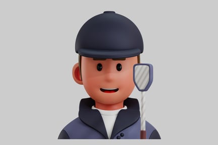 Preview: Cartoon equestrian character with riding crop