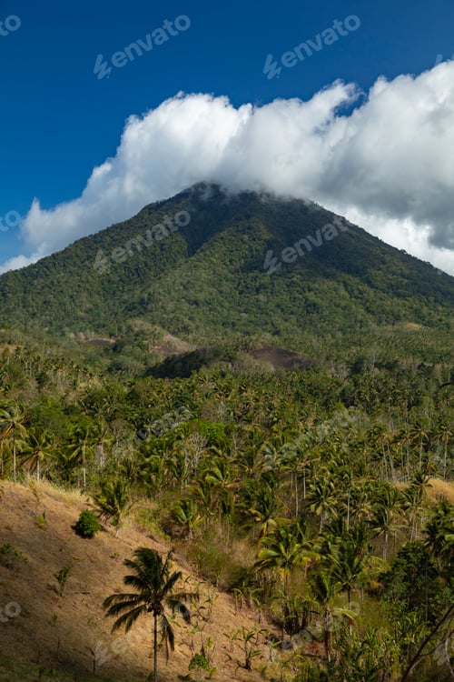 Preview: Vertical shot of Mount Tongkoko, Gunung Tangkoko, in Sulawesi island, Indonesia