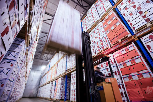Preview: Moving forklift in factory hall loading boxes