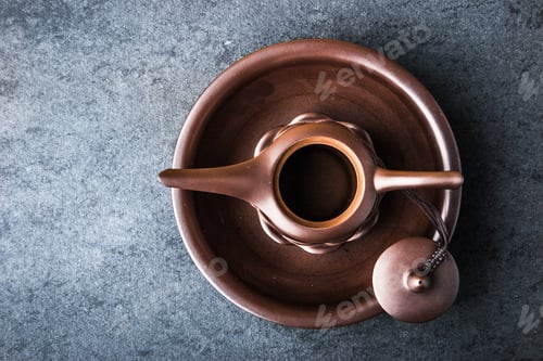 Preview: Kettle for tea ceremony on a blue stone table