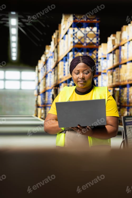 Preview: E-commerce business worker manages a shipping depot with packages