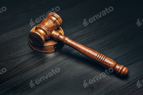 Preview: Wooden mallet on black wooden table close up