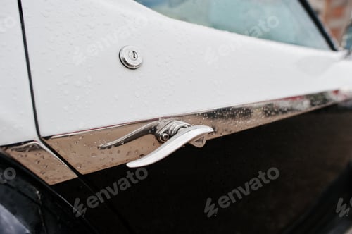 Preview: Car door handle at old vintage retro car