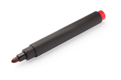 Preview: Bright red marker isolated on white. School stationery