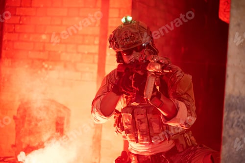 Preview: Expert team of soldiers attacking enemy during military operation
