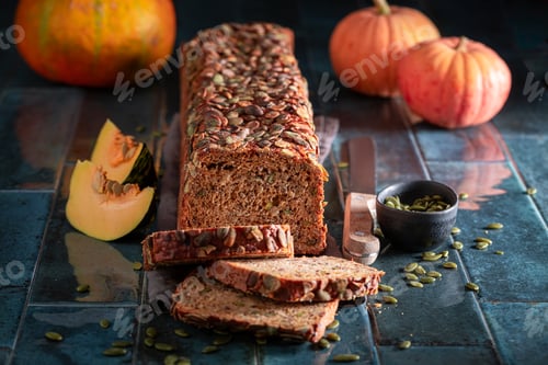 Preview: Hot pumpkin bread baked with sesame seeds.