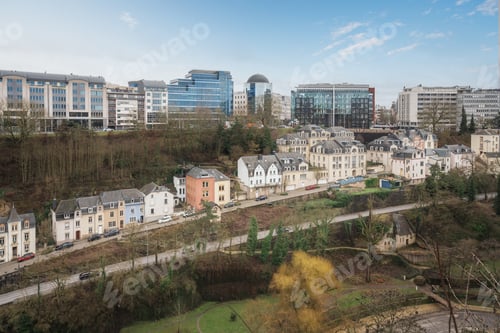 Preview: Luxembourg City skyline and Bonnevoie-Nord Verlorenkost district view - Luxembourg City, Luxembourg