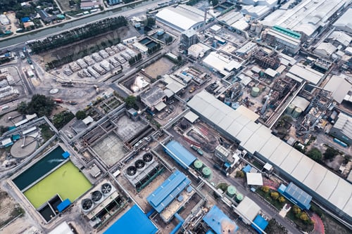 Preview: Aerial view of building infrastucture of industry power plant, smart chamical, gas and oil refinery