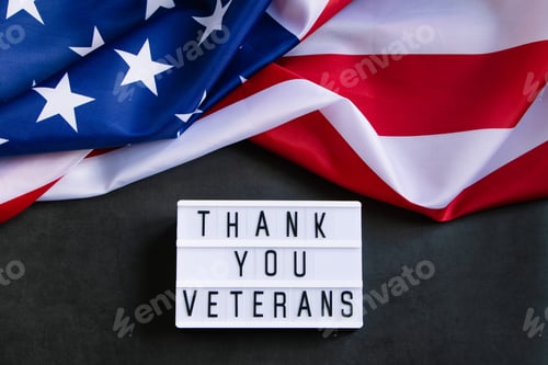 Preview: American Flag and Thank You Veterans Message