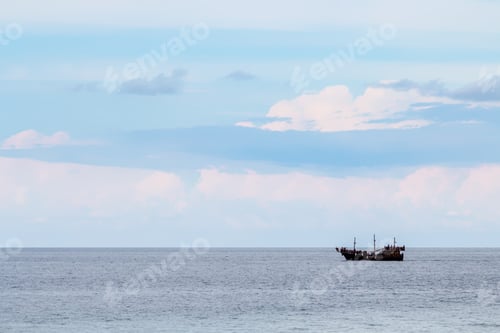 Preview: view of Black Sea from Batumi city in evening
