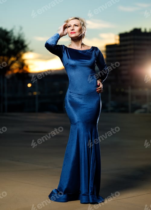 Preview: Portrait Of Adult Fashionable Elegant Woman In The City.