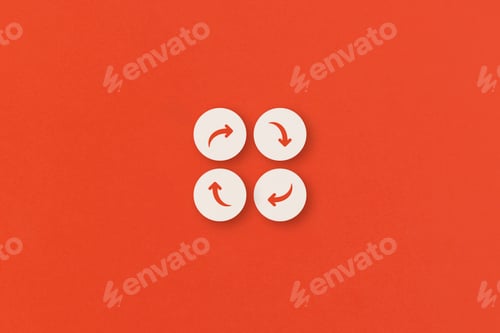 Preview: Arrows cycle concept on red background.