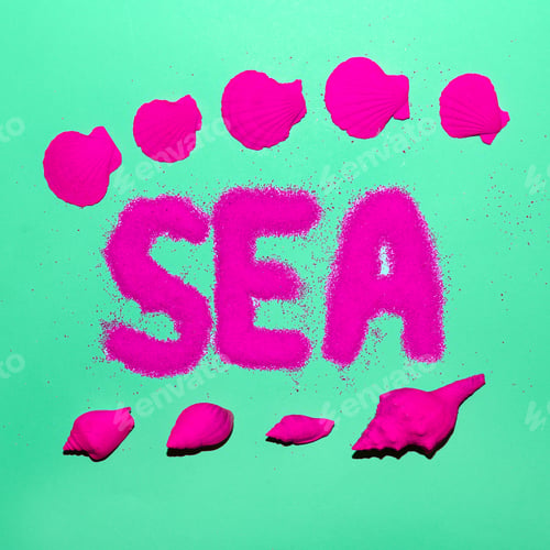 Preview: Sea Style Shells Minimal Art Neon Beach