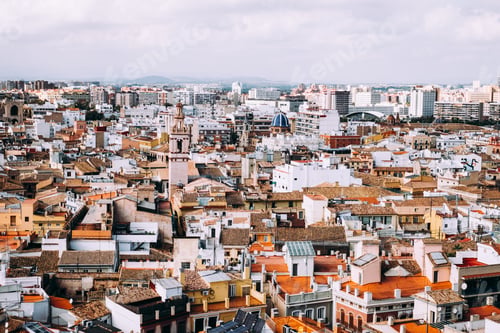 Preview: Cityscape of an Old European town. Bird-eye view