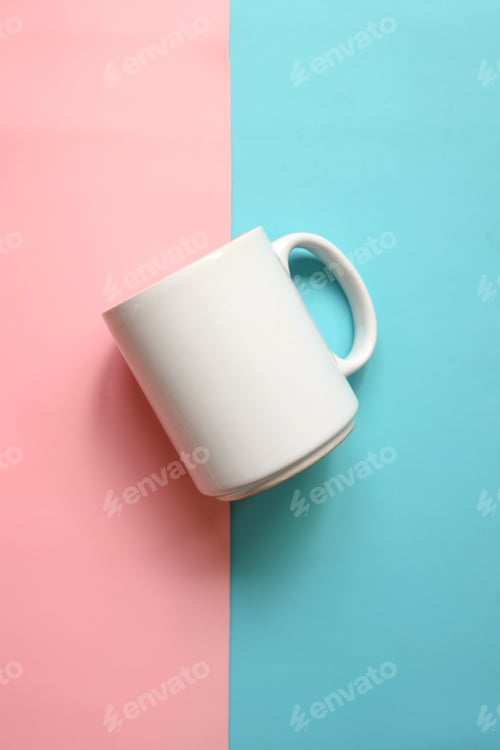 Preview: Place it - White mug for mock up on pastel color background