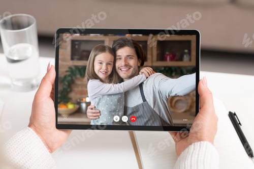 Preview: Grandmother Making Video Call Talking With Son And Grandchild Indoor