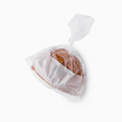 Preview: Packaged whole grain bread on white background