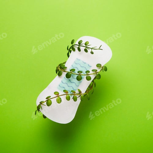 Preview: Zero waste menstrual pads for feminine hygiene jn green. Sustainable period.