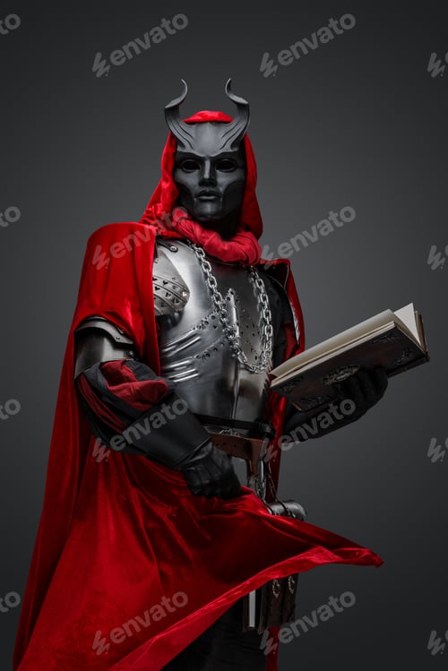 Preview: Evil member of mysterious creed against gray background