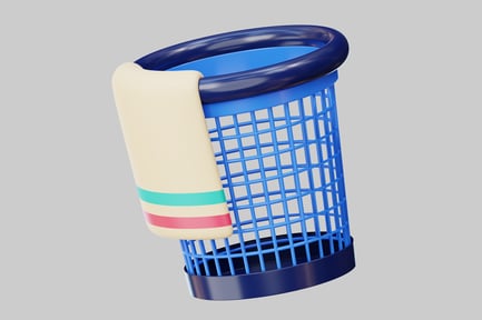 Preview: Cylindrical trash can with grid pattern and protruding paper towels