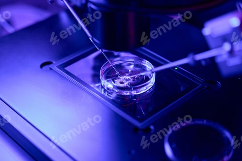 Preview: Close-up view to micromanipulation with germ cells