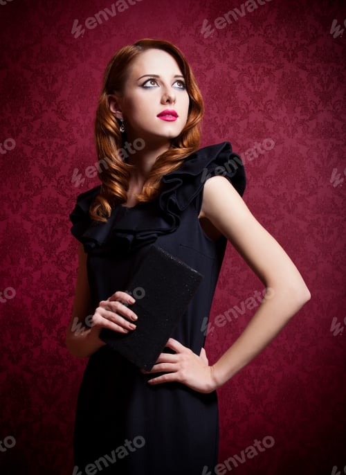 Preview: Redhead women at red background