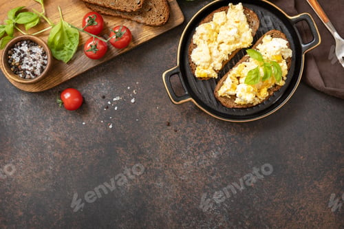 Preview: Scrambled eggs on whole grain bread.