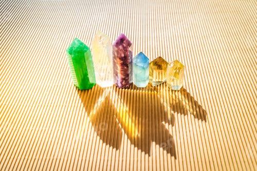 Preview: Healing crystals on brown background