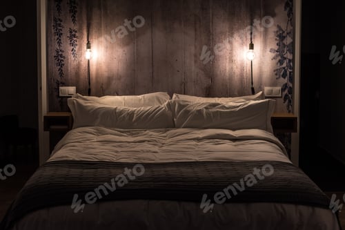 Preview: Modern bedroom interior design by night