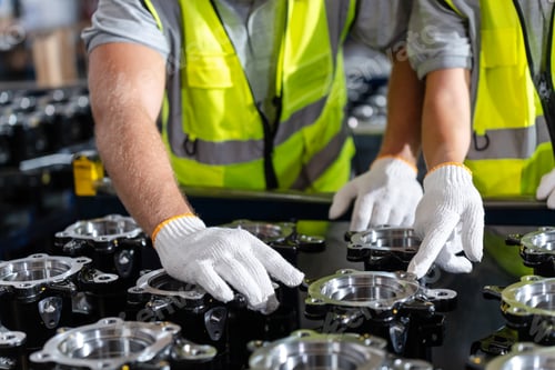 Preview: Professional worker supervisor inspector packaging stock order at factory warehouse