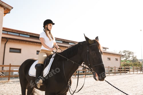 Preview: Beautiful woman wearing hat with horse