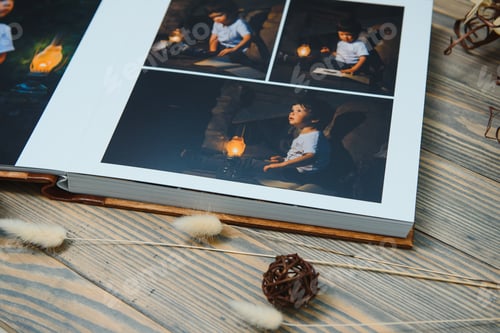 Preview: Premium Photo book Family, Great Size, Wooden Cover, Solid Pages, Quality Printing.