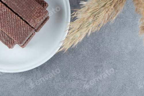 Preview: Chocolate delicious waffles in a white plate