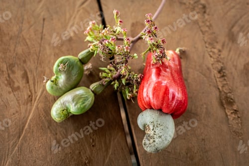 Preview: asian whole cashew fruit outdoors in thailand farm