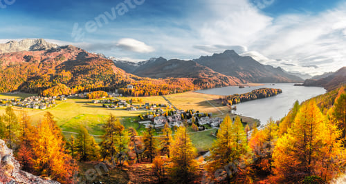 Preview: Autumn lake Sils in Swiss Alps