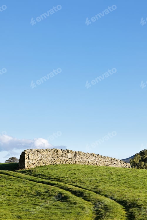 Preview: Dry stone wall in rural landscape.