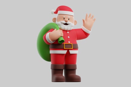 Preview: Cartoon santa with sack waving