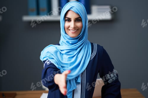 Preview: Muslim female student learning at home