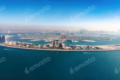 Preview: Dubai Palm Jumeirah island aerial view in United Arab Emirates