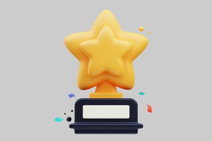 Preview: Star trophy with rectangular base and festive elements