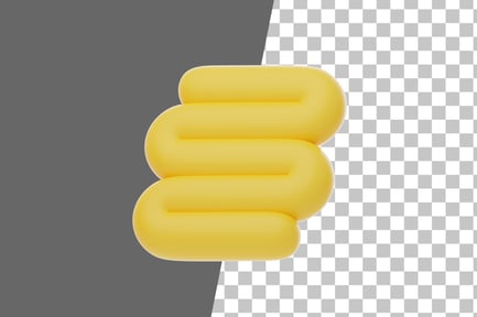 Preview: Yellow Soft Body Wavy Line Shape 3D Icon