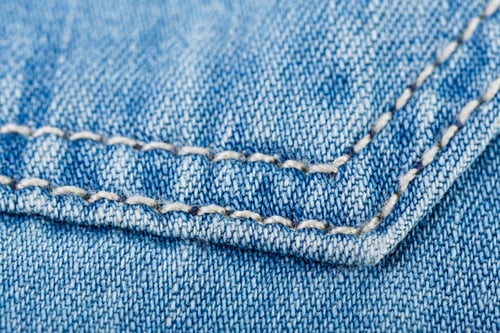 Preview: Denim Jeans Texture Background With Torn. The Texture Of The Colored Cotton Fabric. Stitched