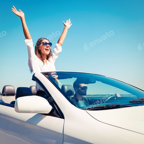 Preview: Couple in convertible.