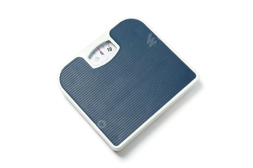 Preview: Blue weigh scales isolated on white background