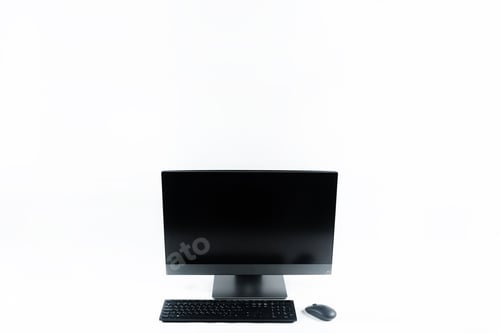 Preview: monoblock with keyboard and mouse on a white background.The computer is on white isolate