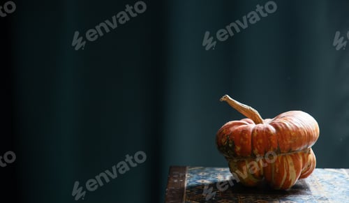 Preview: pumpkin on a dark blue halloween background