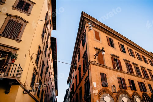 Preview: cozy narrow street with beautiful historic buildings in florence, italy
