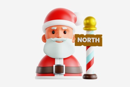 Preview: 3D Santa Claus with North Pole Sign Illustration