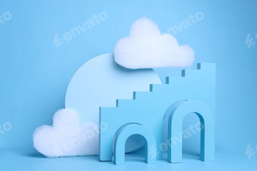 Preview: Beautiful dreamy composition of various geometric for product presentation